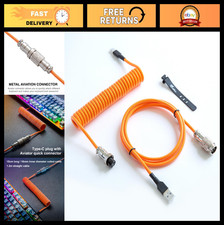 Premium Coiled USB C Cable for Gaming Keyboards - 1.5M, Detachable Aviator, Oran picture
