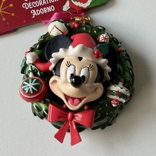 Disney Parks Santa Minnie Mouse Merry Christmas Holiday Wreath Ornament picture