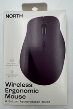 NORTH Wireless Ergonomic Mouse NEW 6 Button Rechargeable 300 Hr Battery Purple picture