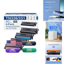 TN336 Compatible Toner Cartridge High Yield for Brother HL-L8350CDW 4 Pack picture