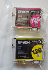 Lot of 2 Genuine Epson 126 Color Ink OEM DuraBrite Yellow & Magenta FreeShipping picture