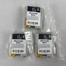 Brother KB-LC51BK Black Color Printer Ink Replacement Cartridge NEW Lot Of 3 picture