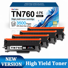 4-Pack  TN760 High Yield Black Toner Cartridge, 3,500 Pages per Cartridge picture