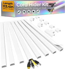 113.4in Cord Hider Kit, Cord Covers for 2-4 Wires on Wall, Self-Adhesive Cable H picture