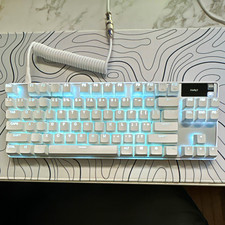 White Compact Mechanical Wired USB Keyboard, Illuminated Backlit, English QWERTY picture