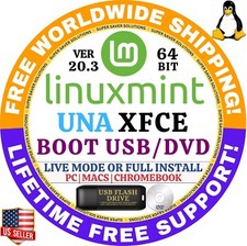 Linux MINT 20.3 USB UNA XFCE 64-Bit Live Boot, Full Install MAC, PC picture