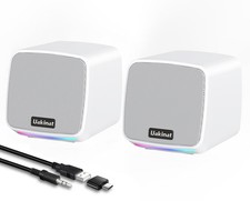 Uakinat Computer Speakers for Desktop PC, USB Powered 3.5mm Aux Speaker White picture