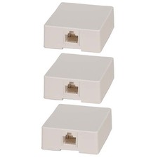 3x 1 Port RJ45 Network LAN Ethernet Keystone Jack Wall Surface Mount Box White picture