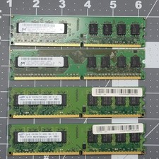 Lot of 4 DDR 2 Desktop Ram Sticks 2x2GB Samsung 1x1GB Micron 1x2GB Micron picture