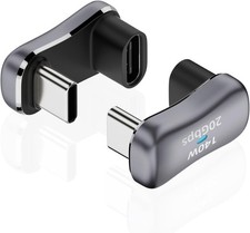 180 Degree Angle USB C Adapter 2 Pack, Grey | U Shape Type C Male picture