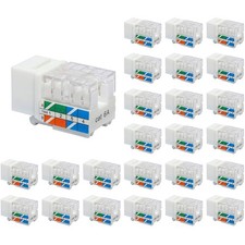 RJ45 Cat6A Keystone Jack Listed 25-Pack, 10 Gbps Slim Profile Modular Ethernet picture