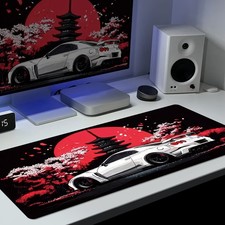 1pc Extended Gaming Mouse Pad and PC Desktop Keyboard Mat - Red Moon Cherry Bl picture