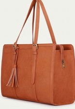 New Cognac Faux Leather Laptop Briefcase Shoulder/Messenger Bag picture