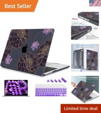 Elegant Floral Hard Shell Case for 2024/2023 MacBook Air 15 Inch - Golden Dahlia picture