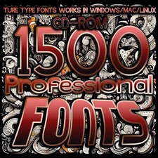1500 Professional TrueType Fonts - Works with Windows, Mac & Linux .TTF CD-ROM picture