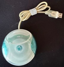 Vintage Apple USB Mouse M4848 Bondi Blue /Teal Hockey Puck Tested & Works Good picture
