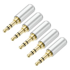 MECCANIXITY 5Pcs 3.5mm Replacement Repair Plug Jack, 3 Pole Metal Silver Tone  picture