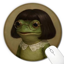 Funny Quirky Frog Meme Round Mouse Pad for Women Desk 7.9x7.9 in picture