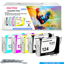 5PK 2BK+CMY Compatible 124/T124 Ink Cartridge for EpsonNX420 NX430 WF-435 WF-325 picture