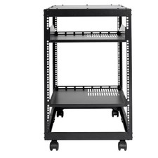 15U Open Frame Server Rack 23-40 in Adjustable Depth 4 Post AV Casters Free picture