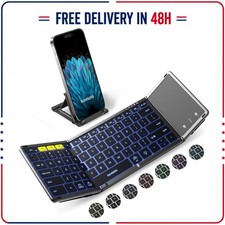 Samsers Full-Size Foldable Bluetooth Keyboard with Touchpad, 7-Color Backlit, picture