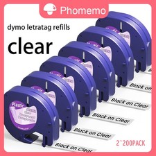 2-200x 16952 dymo letratag refills clear Plastic label tape LT-100H 100TPlus lot picture