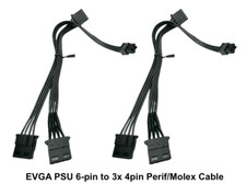 2 Pack of EVGA PSU 6-pin 3x 4pin Perif/Molex Cable picture