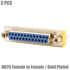 3x DB25 D-SUB 25-Pin Female to Female Coupler Mini Gender Changer Adapter Gold picture