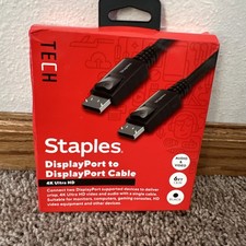 Staples TECH 6 ft. DisplayPort to DisplayPort Audio/Video Cable Male to Male picture