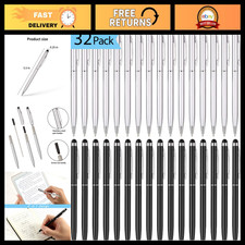 32 Stylus Pens for Touch Screens - 2-in-1 Fine Tip & Ballpoint, Black/Silver picture