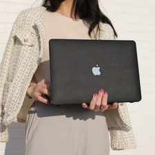 Black Litchi PU Leather Shell Case Cover For MacBook Air 13 15 Pro 13 14 15 16 picture