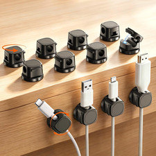 Magnetic Cable Clips 12 Pack, 360° Rotatable Self-Adhesive Cord Holder with One- picture