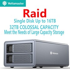 Yottamaster 2 Bay External Hard Drive Enclosure RAID USB3 2.5
