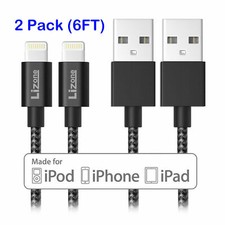 2X Lightning Cable 6Ft Apple MFi Certified for iPhone 11/11 Pro Max/X/XS Black picture