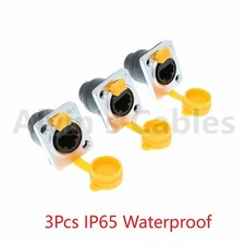 3Pcs RJ45 Waterproof Sockets Connector IP65 Ethernet Panel Mount Standard Cat5e picture