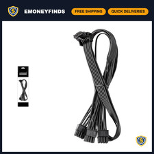 90° 12VHPWR PCI-e Cable, 16-pin to Triple 8-pin, 60cm - Black, StealthSense, ASU picture