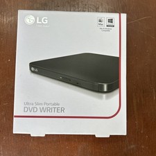 LG ULTRA SLIM PORTABLE USB EXTERNAL DVD-WRITER - PC/MAC– BLACK W Box And Cable picture