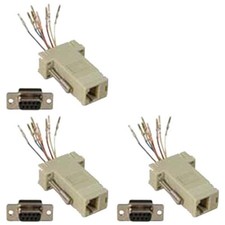3x DB9 RS232 Serial Female Port to RJ45 8P8C Network Modular Adapter Extender picture