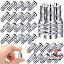  32 Pcs Double Seal Valve Stem Caps Inflate Tire Metal Valve Flow Silver picture