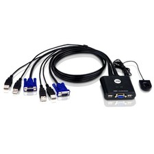 Aten Compact KVM Switch 2 Port Single Display VGA Remote Port Selector USB picture