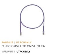BOX OF 10 PANDUIT UTPCH5VLY Violet 5FT CAT5E PATCH CABLE Brand New picture