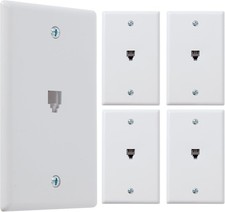 5 Pack- Newhouse Hardware 1-Port Telephone Jack Wall Plate 1-Gang 6P4C, for RJ11 picture