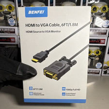 NEW BENFEI HDMI to VGA Cable 6 ft HDMI Male to VGA D-Sub Male Gold-Plated Black picture