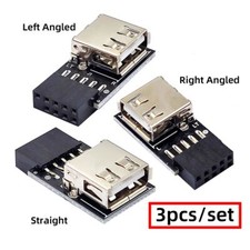 3 PACK Motherboard 9Pin/10Pin Front Panel Header to USB2.0 Type A Female Adapter picture