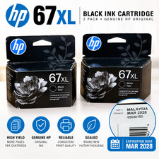 HP 67XL Black Ink Cartridge 2-Pack Genuine OEM Sealed EXP MAR 2028 picture