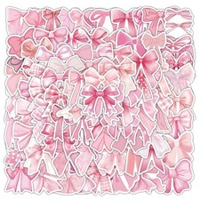 100 Pcs Coquette Bows Stickers Cute Aesthetic Pink Bow Sticker for Adults Red  picture