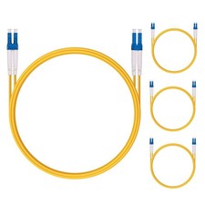 OS2 LC to LC fiber patch cable, 1m single mode duplex, 4 pack, yellow picture