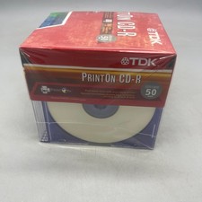 TDK PrintOn CD-R 80 Min 700MB 24-Pack Slim Case For Inkjet Printing open READ picture
