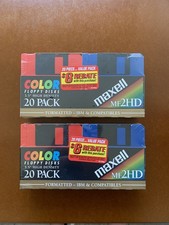 2 Vintage Maxell MF2HD Color Floppy Disks 20 Pack 3.5 High Density IBM Formatted picture