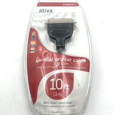 Ativa Parallel Printer Cable 828-515 IEEE-1284 DB25 Male To CEN36 Male 10 Ft picture